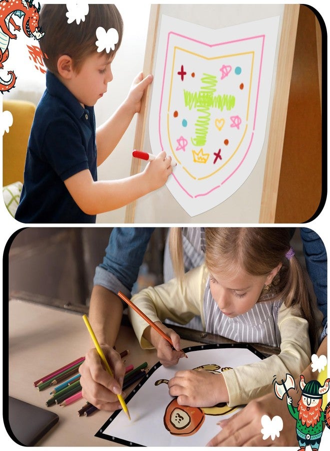 ReliThick 36 Pcs Blank Paper Shields for Kids DIY Cardboard Shields Craft to Decorate with Handles for Markers Crayons Paint Party Gift Dramatic Play Castle Activities - Image 4